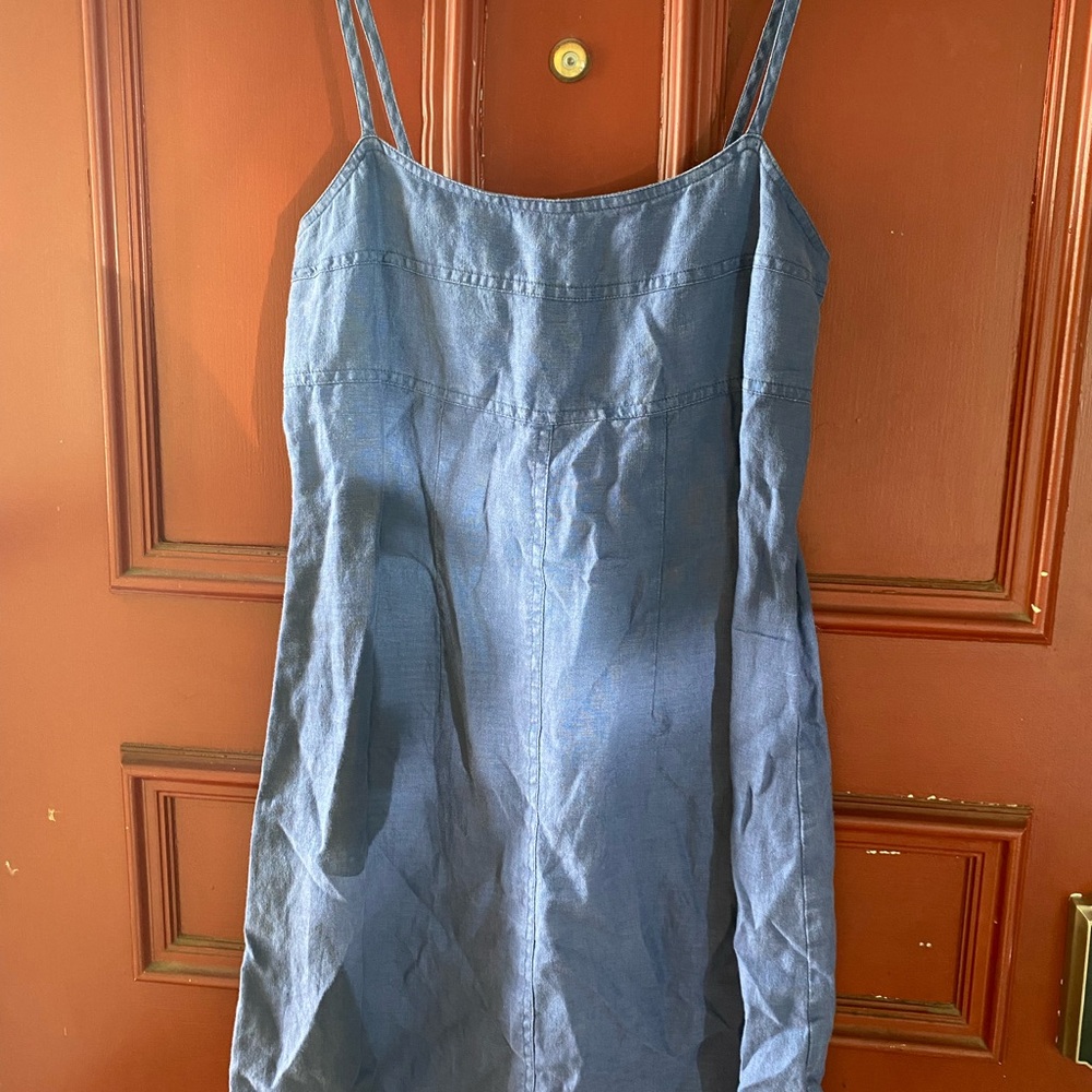 Hennes Sleeveless Blue Jean Light Denim Spaghetti Strap Mini Dress Size‎ 36 EUC